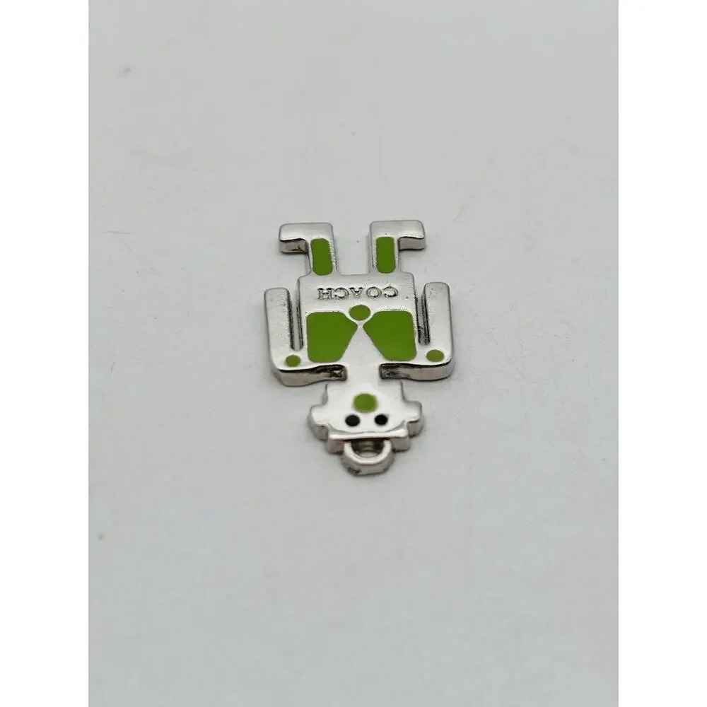 COACH Robot Keychain Silver And Green Metal Charm For Coach Purse Or Bag